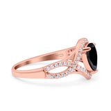 Halo Art Deco Wedding Pear Bridal Ring Crisscross Round Simulated Cubic Zirconia 925 Sterling Silver