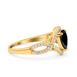 Halo Art Deco Wedding Pear Bridal Ring Crisscross Round Simulated Cubic Zirconia 925 Sterling Silver