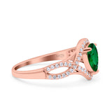 Halo Art Deco Wedding Pear Bridal Ring Crisscross Round Simulated Cubic Zirconia 925 Sterling Silver