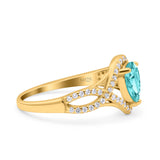 Halo Art Deco Wedding Pear Bridal Ring Crisscross Round Simulated Cubic Zirconia 925 Sterling Silver