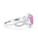 Halo Art Deco Wedding Pear Bridal Ring Crisscross Round Simulated Cubic Zirconia 925 Sterling Silver