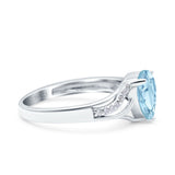 Teardrop Dainty Art Deco Pear Wedding Engagement Bridal Ring Round Simulated Cubic Zirconia 925 Sterling Silver