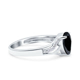 Teardrop Dainty Art Deco Pear Wedding Engagement Bridal Ring Round Simulated Cubic Zirconia 925 Sterling Silver