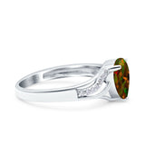 Teardrop Dainty Art Deco Pear Wedding Engagement Bridal Ring Round Simulated Cubic Zirconia 925 Sterling Silver