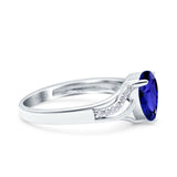 Teardrop Dainty Art Deco Pear Wedding Engagement Bridal Ring Round Simulated Cubic Zirconia 925 Sterling Silver