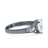 Teardrop Dainty Art Deco Pear Wedding Engagement Bridal Ring Round Simulated Cubic Zirconia 925 Sterling Silver