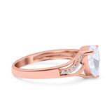 Teardrop Dainty Art Deco Pear Wedding Engagement Bridal Ring Round Simulated Cubic Zirconia 925 Sterling Silver
