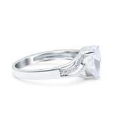 Teardrop Dainty Art Deco Pear Wedding Engagement Bridal Ring Round Simulated Cubic Zirconia 925 Sterling Silver