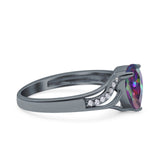 Teardrop Dainty Art Deco Pear Wedding Engagement Bridal Ring Round Simulated Cubic Zirconia 925 Sterling Silver