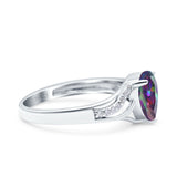 Teardrop Dainty Art Deco Pear Wedding Engagement Bridal Ring Round Simulated Cubic Zirconia 925 Sterling Silver