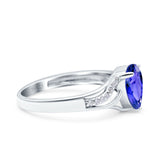 Teardrop Dainty Art Deco Pear Wedding Engagement Bridal Ring Round Simulated Cubic Zirconia 925 Sterling Silver