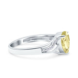 Teardrop Dainty Art Deco Pear Wedding Engagement Bridal Ring Round Simulated Cubic Zirconia 925 Sterling Silver
