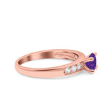 Art Deco Wedding Engagement Bridal Ring Round Simulated Cubic Zirconia 925 Sterling Silver