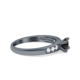 Art Deco Wedding Engagement Bridal Ring Round Simulated Cubic Zirconia 925 Sterling Silver