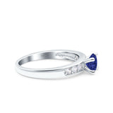 Art Deco Wedding Engagement Bridal Ring Round Simulated Cubic Zirconia 925 Sterling Silver