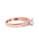 Art Deco Wedding Engagement Bridal Ring Round Simulated Cubic Zirconia 925 Sterling Silver