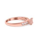 Art Deco Wedding Engagement Bridal Ring Round Simulated Cubic Zirconia 925 Sterling Silver