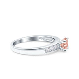 Art Deco Wedding Engagement Bridal Ring Round Simulated Cubic Zirconia 925 Sterling Silver