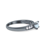 Art Deco Wedding Engagement Bridal Ring Round Simulated Cubic Zirconia 925 Sterling Silver