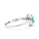 Halo Oval Art Deco Wedding Engagement Bridal Ring Round Simulated Cubic Zirconia 925 Sterling Silver