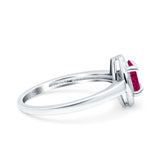 Halo Oval Art Deco Wedding Engagement Bridal Ring Round Simulated Cubic Zirconia 925 Sterling Silver
