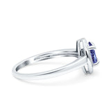 Halo Oval Art Deco Wedding Engagement Bridal Ring Round Simulated Cubic Zirconia 925 Sterling Silver