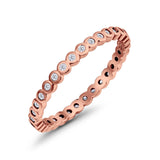 Full Eternity Stackable Wedding Band Ring Round Simulated CZ 925 Sterling Silver