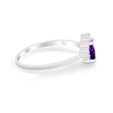 Petite Dainty Thumb Ring Round Simulated Cubic Zirconia 925 Sterling Silver