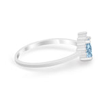 Petite Dainty Thumb Ring Round Simulated Cubic Zirconia 925 Sterling Silver