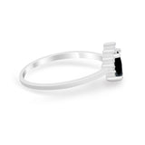 Petite Dainty Thumb Ring Round Simulated Cubic Zirconia 925 Sterling Silver