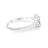 Petite Dainty Thumb Ring Round Simulated Cubic Zirconia 925 Sterling Silver