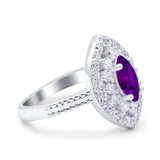 Marquise Vintage Halo Wedding Ring Simulated Cubic Zirconia 925 Sterling Silver