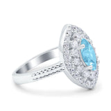 Marquise Vintage Halo Wedding Ring Simulated Cubic Zirconia 925 Sterling Silver