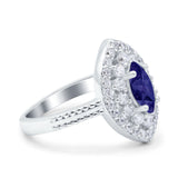 Marquise Vintage Halo Wedding Ring Simulated Cubic Zirconia 925 Sterling Silver
