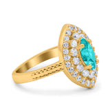Marquise Vintage Halo Wedding Ring Simulated Cubic Zirconia 925 Sterling Silver