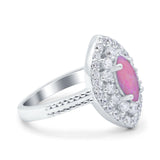 Marquise Vintage Halo Wedding Ring Simulated Cubic Zirconia 925 Sterling Silver