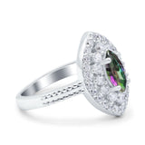 Marquise Vintage Halo Wedding Ring Simulated Cubic Zirconia 925 Sterling Silver