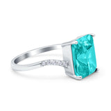 Swirl Engagement Ring Emerald Cut Simulated Cubic Zirconia 925 Sterling Silver