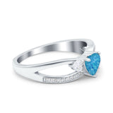 Heart Art Deco Engagement Promise Ring Simulated Cubic Zirconia 925 Sterling Silver