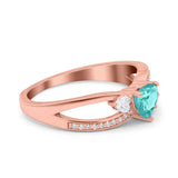 Heart Art Deco Engagement Promise Ring Simulated Cubic Zirconia 925 Sterling Silver