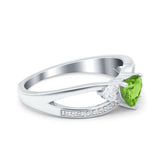 Heart Art Deco Engagement Promise Ring Simulated Cubic Zirconia 925 Sterling Silver