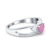 Heart Art Deco Engagement Promise Ring Simulated Cubic Zirconia 925 Sterling Silver