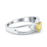 Heart Art Deco Engagement Promise Ring Simulated Cubic Zirconia 925 Sterling Silver