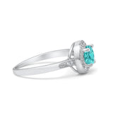 Halo Art Deco Wedding Ring Simulated Cubic Zirconia 925 Sterling Silver