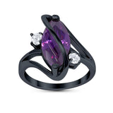 Swirl Fashion Ring Marquise Round Simulated Cubic Zirconia 925 Sterling Silver
