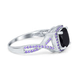 Cushion Wedding Ring Simulated Amethyst Cubic Zirconia 925 Sterling Silver