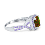 Cushion Wedding Ring Simulated Amethyst Cubic Zirconia 925 Sterling Silver