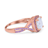 Cushion Wedding Ring Simulated Amethyst Cubic Zirconia 925 Sterling Silver