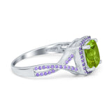 Cushion Wedding Ring Simulated Amethyst Cubic Zirconia 925 Sterling Silver
