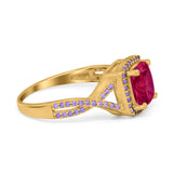 Cushion Wedding Ring Simulated Amethyst Cubic Zirconia 925 Sterling Silver